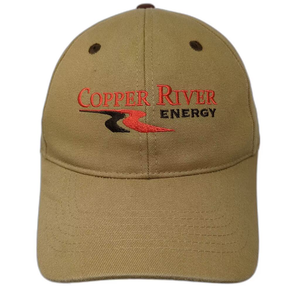 VIE Baseball Cap Beige Red OS Adjustable Strapback Hat Copper River Energy Logo